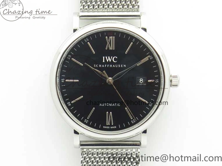 MIROTIME 0225 FastDry Portofino IW356501 SS V3 MK 1:1 Best Edition Black Dial On SS Mesh Bracelet MIYOTA 7195